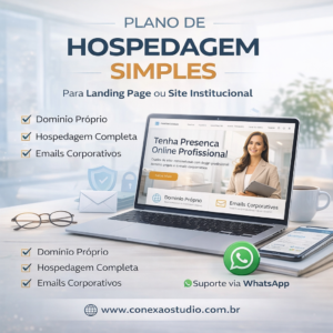 Plano de Hospedagem Simples para Landing Page Hospedagem profissional ideal para landing page ou site institucional simples, indicado para empresas que não precisam de atualizações frequentes. Se você precisa de presença online profissional, com domínio próprio e e-mails corporativos, este é o plano ideal para começar.