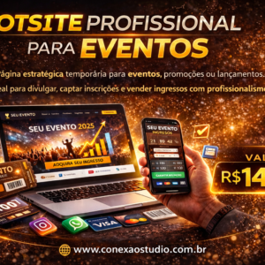 Página estratégica temporária para eventos, promoções ou lançamentos. Ideal para divulgar, captar inscrições e vender ingressos com profissionalismo.