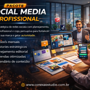 Gestão estratégica de redes sociais com planejamento, design profissional e copy persuasiva para fortalecer sua marca e gerar autoridade.