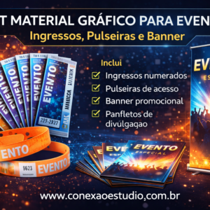 Kit Material Gráfico para Eventos – Ingressos Numerados, Pulseiras e Banner Promocional